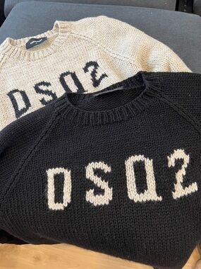 DSQUARED2 Black & Grey Logo Crewneck Sweaters